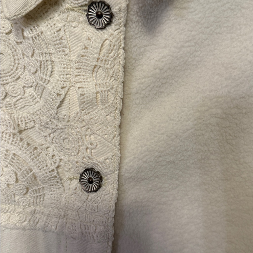 POL Cream Patchwork Button-Front Jean Jacket NWT - image 14